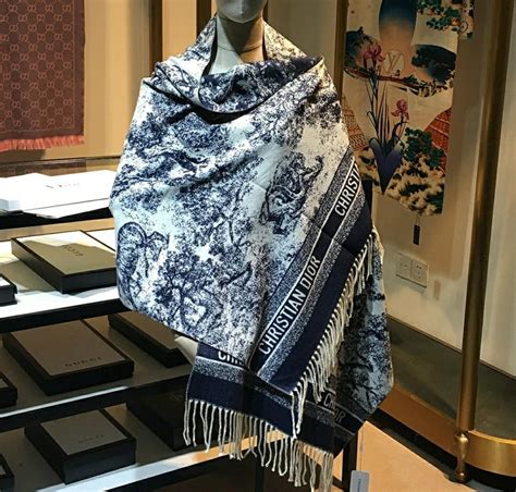 blue and white scarf dior
